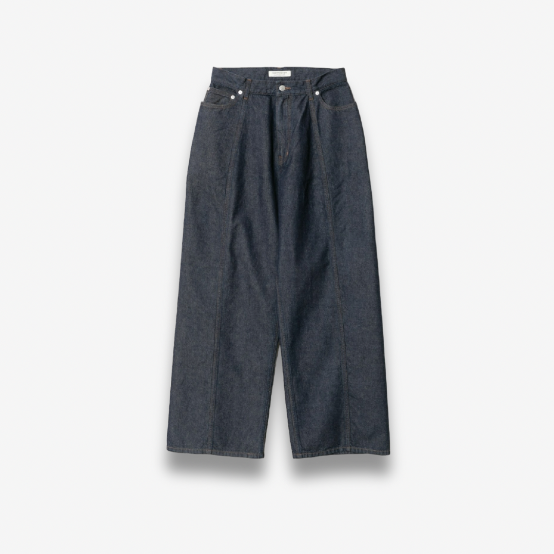 beautiful people （ビューティフルピープル）/ left hand twill wide 3sides denim pant –  Pinegreen