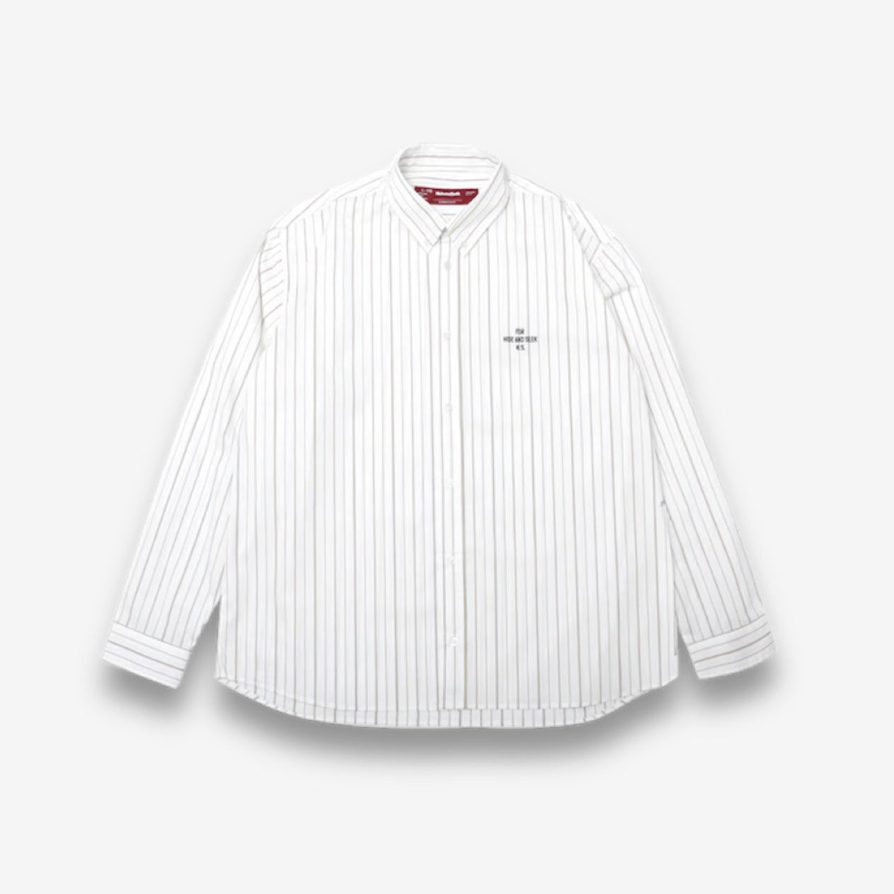 HIDE AND SEEK B.D. L/S SHIRT (24ss) / WHITE , STRIPE