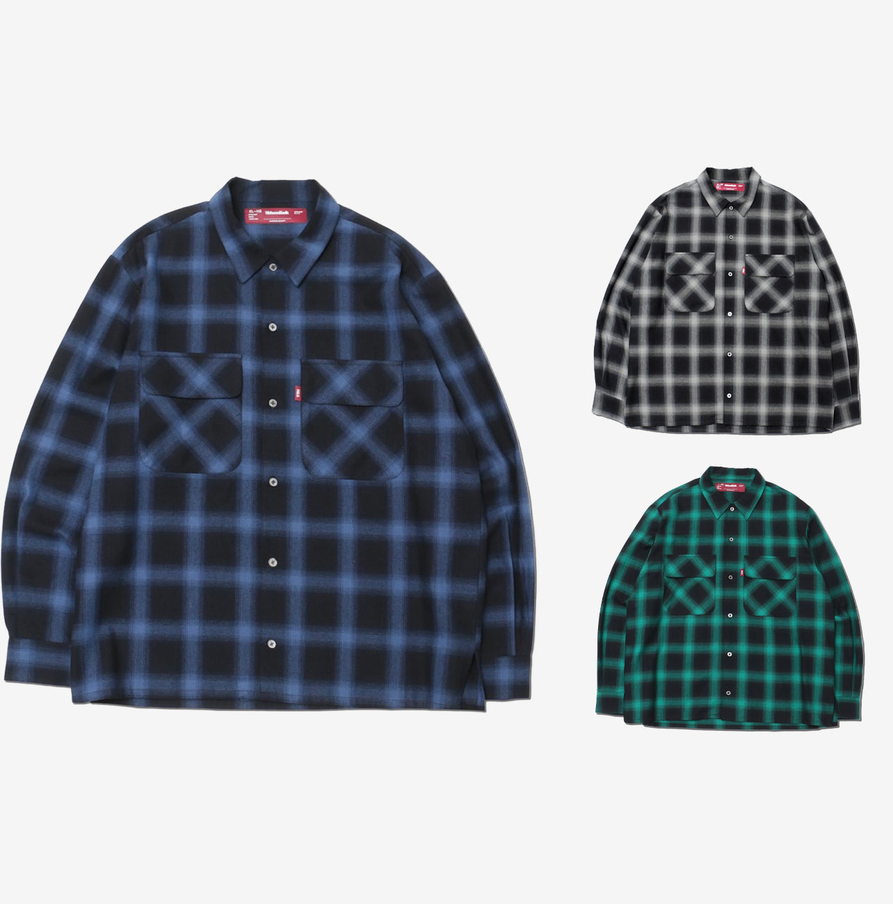 HIDE AND SEEK / Ombre Check L/S Shirt(23aw) – Pinegreen