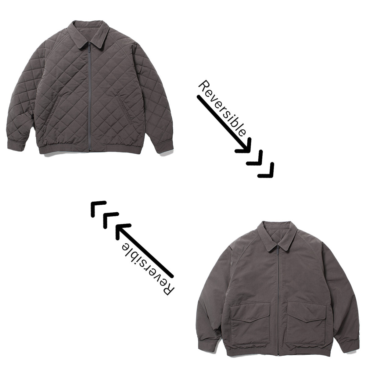 cabaret poval キャバレー ポバール Reversible Quilting Jacket リバーシブルキルティングジャケット  made in japan 日本製 グレー