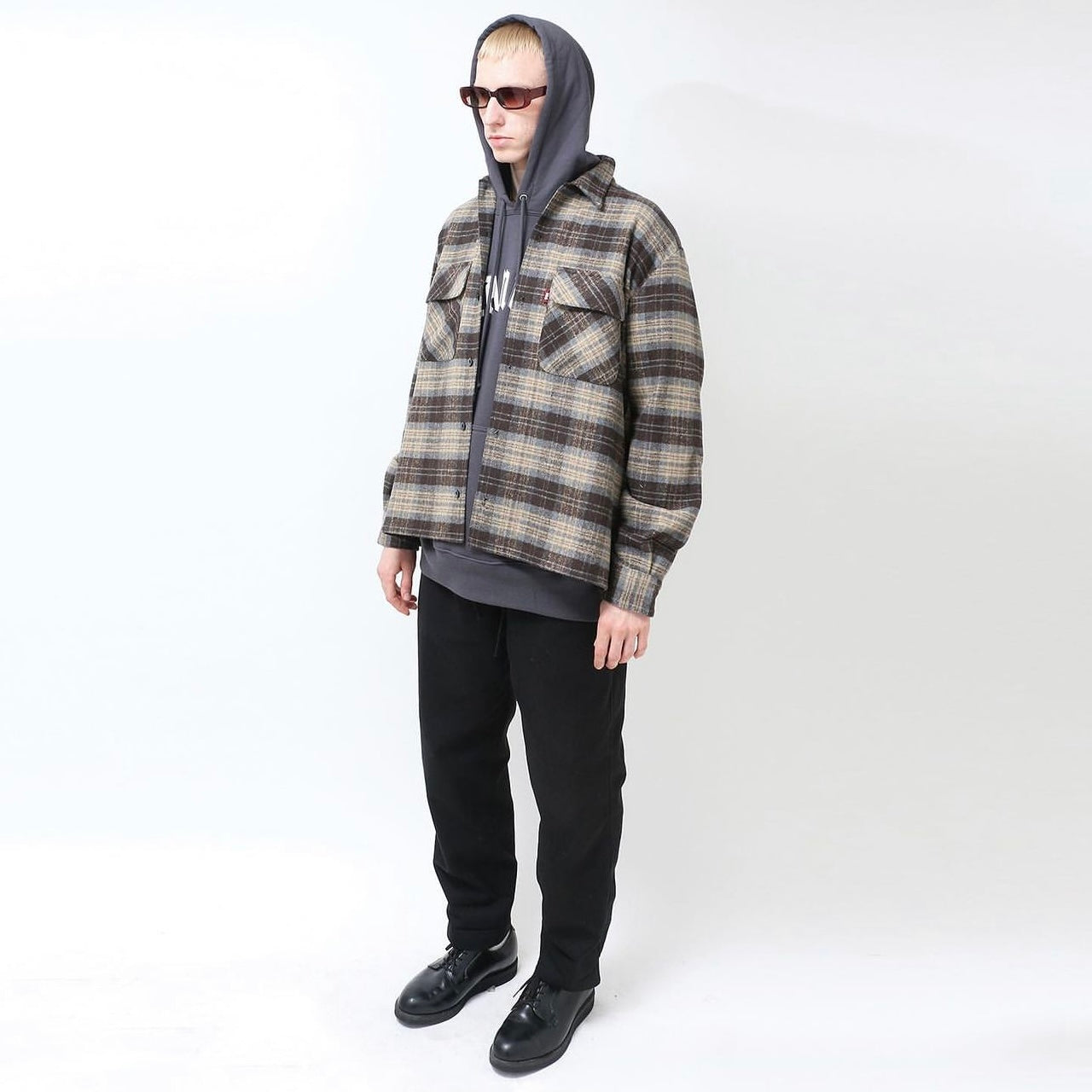 HIDE AND SEEK Plaid Flannel L/S Shirt(23aw)