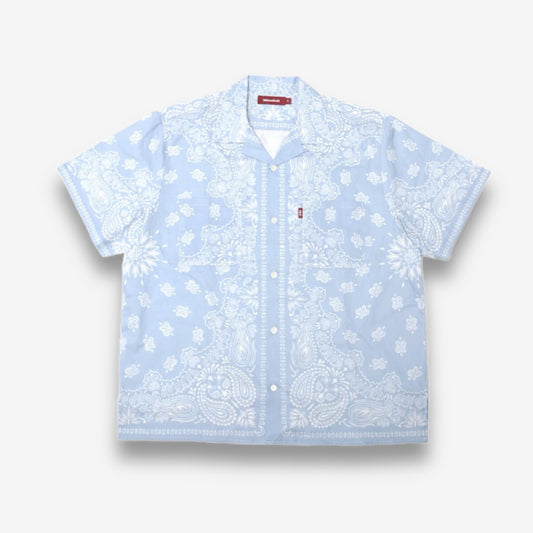 HIDE AND SEEK ハイドアンドシーク / Bandana Pattern S/S Shirt(24ss) バンダナパターンシャツ / サックス