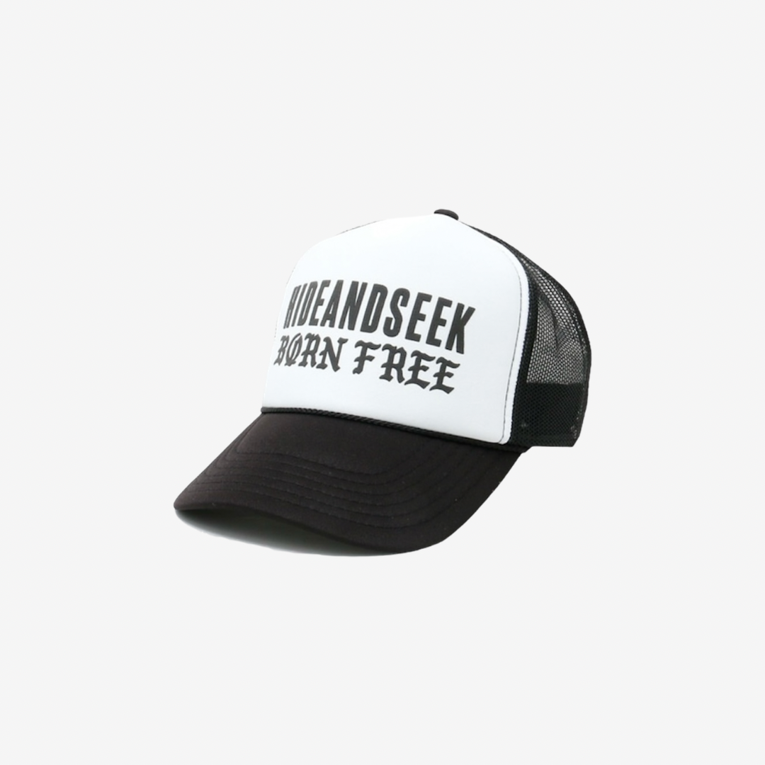 HIDE AND SEEK ハイドアンドシーク / Born Free Mesh CAP(24ss) ボーンフリー メッシュキャップ / ブラック × ホワイト