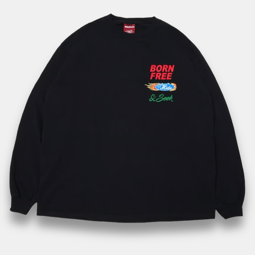 HIDE AND SEEK (ハイドアンドシーク) / Racing L/S Tee レーシングロンT (24AW) / ブラック