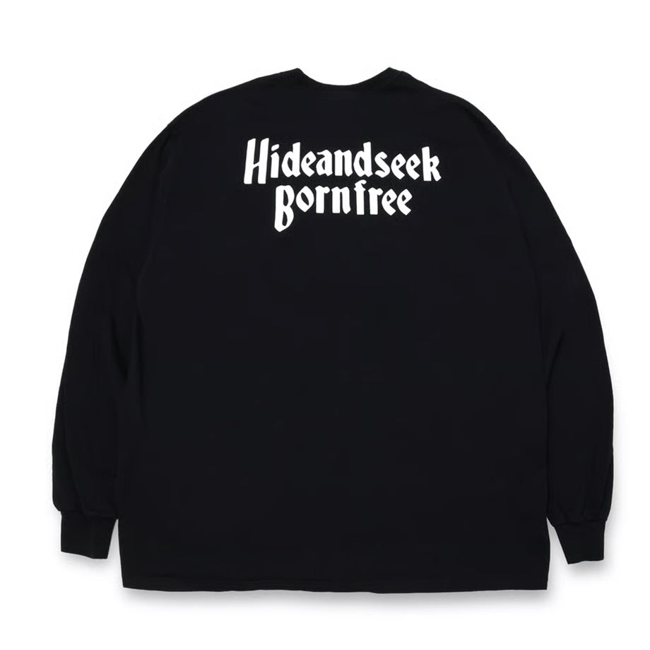 HIDE AND SEEK (ハイドアンドシーク) / Born Free L/S Tee(24aw) ボーンフリーロンT / ブラック