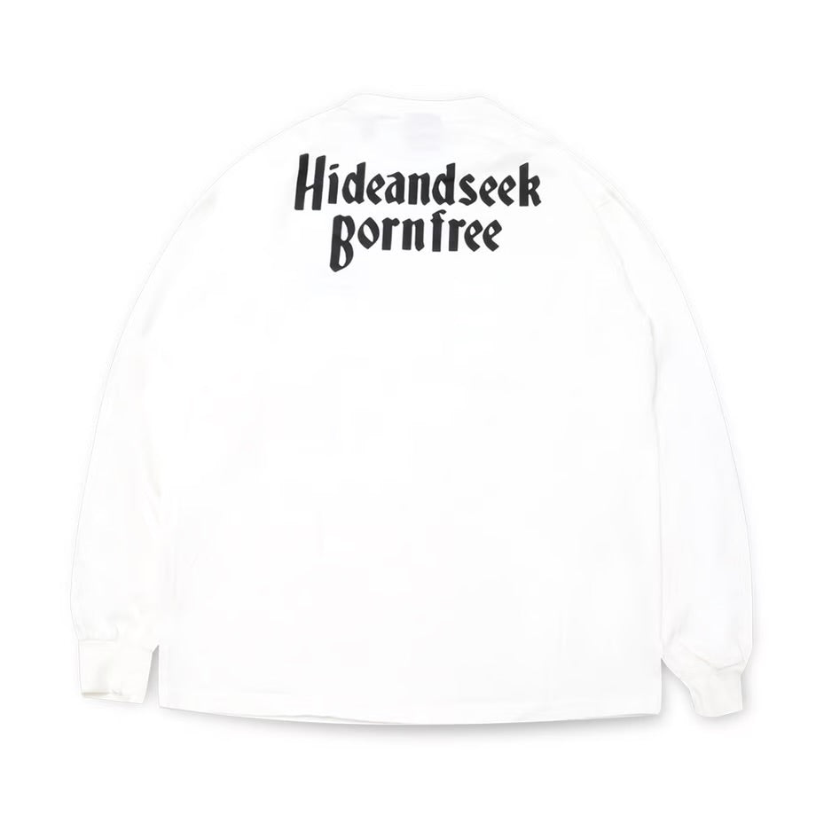 HIDE AND SEEK (ハイドアンドシーク) / Born Free L/S Tee(24aw) ボーンフリーロンT / ホワイト