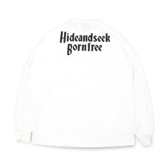 HIDE AND SEEK (ハイドアンドシーク) / Born Free L/S Tee(24aw) ボーンフリーロンT / ホワイト