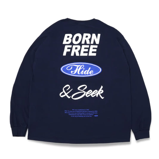 HIDE AND SEEK (ハイドアンドシーク) / Racing L/S Tee レーシングロンT (24AW) / ネイビー