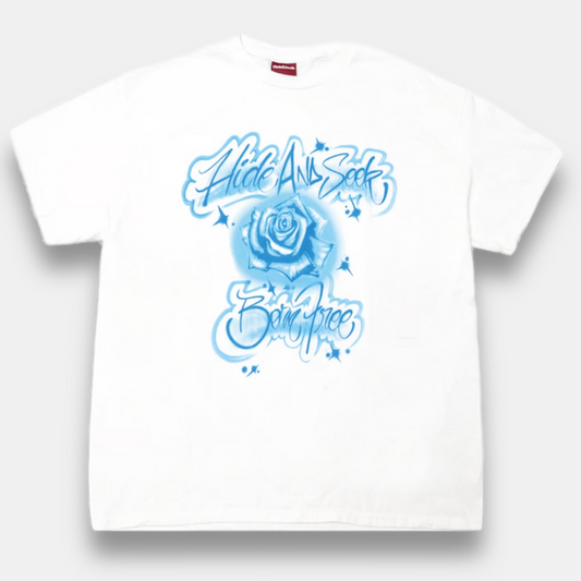 HIDE AND SEEK ハイドアンドシーク /Rose L/S Tee (Front) ローズ Tシャツ / ホワイト