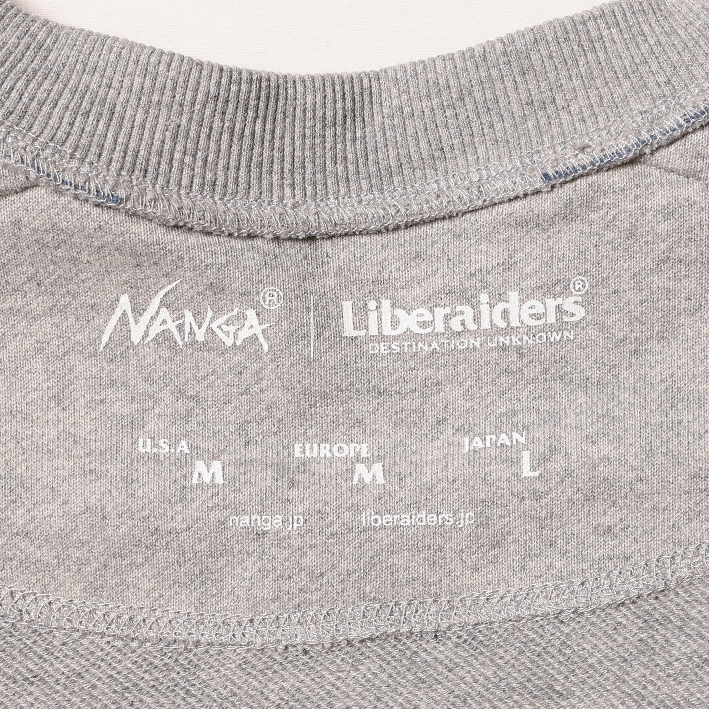 NANGA X LIBERAIDERS (ナンガ リベレイダース) NANGA X LIBERAIDERS ECO HYBRID SWEATSHIRT　エコハイブリッド スウェット トレーナー ライトグレー