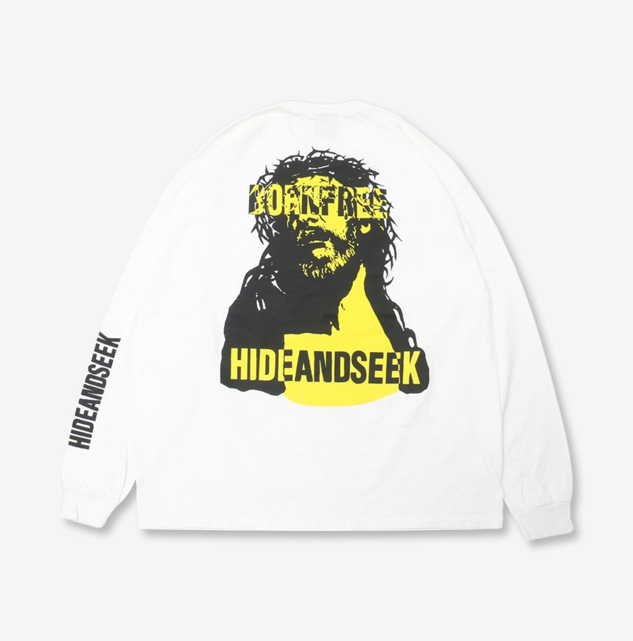 HIDE AND SEEK JESUS L/S TEE(24ss) / WHITE , YELLOW BACK