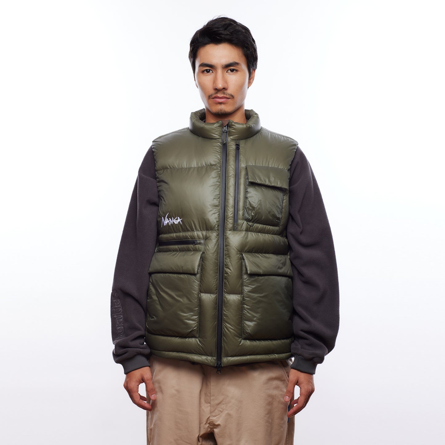 NANGA X LIBERAIDERS  (ナンガ リベレイダース) RIPSTOP NYLON DOWN VEST リップストップ ダウンベスト オリーブ