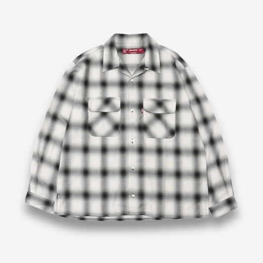 HIDE AND SEEK ハイドアンドシーク / Ombre Check L/S Shirt(24ss) オンブレ チェックシャツ / ホワイト