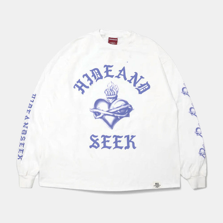 HIDE AND SEEK (ハイドアンドシーク) Heart L/S Tee(Front) ハートロンT ホワイト