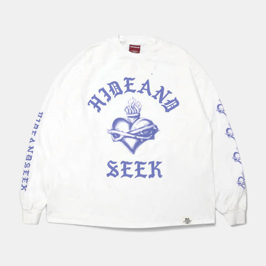 HIDE AND SEEK (ハイドアンドシーク) Heart L/S Tee(Front) ハートロンT ホワイト