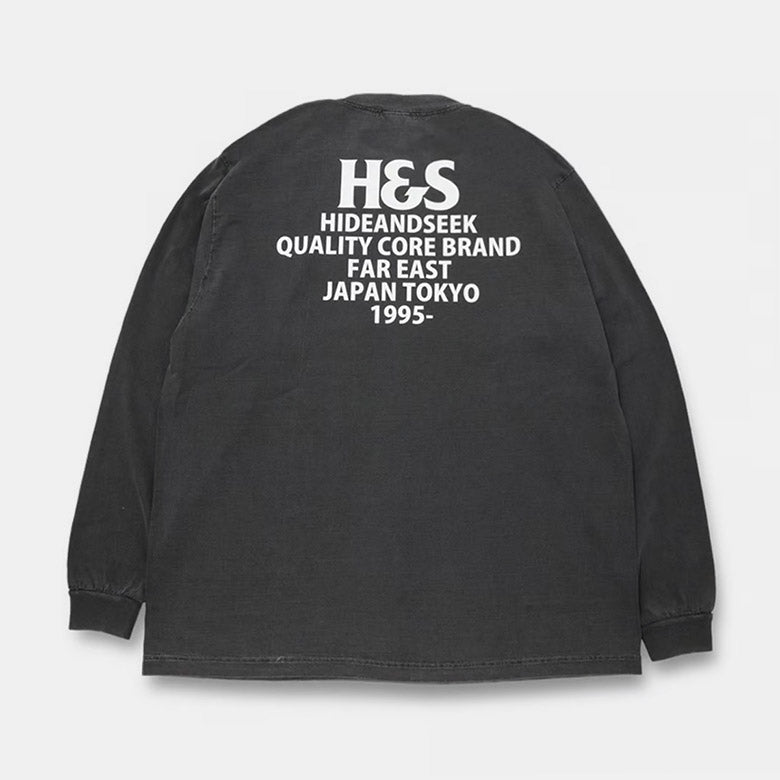 HIDE AND SEEK /H&S Logo L/S Tee(24aw) BigSilhouette ハイドアンドシーク H&S ロゴロンT (ビックシルエット) D-ブラック