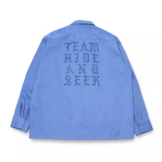 HIDE AND SEEK /Work L/S Shirt(24aw) ハイドアンドシーク ワークシャツ サックス