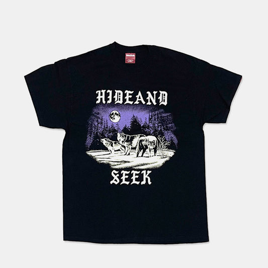 HIDE AND SEEK (ハイドアンドシーク) WOLF Tシャツ (24ss) / ブラック フロント