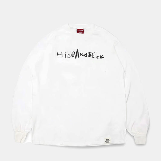 HIDE AND SEEK (ハイドアンドシーク) Handwritten L/S Tee ロンT ホワイト