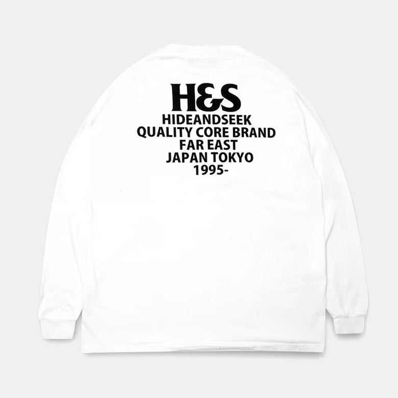 HIDE AND SEEK /H&S Logo L/S Tee(24aw) BigSilhouette ハイドアンドシーク H&S ロゴロンT (ビックシルエット) ホワイト