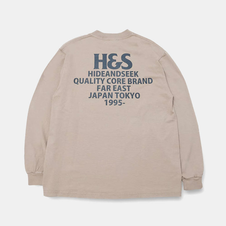 HIDE AND SEEK /H&S Logo L/S Tee(24aw) BigSilhouette ハイドアンドシーク H&S ロゴロンT (ビックシルエット) サンド