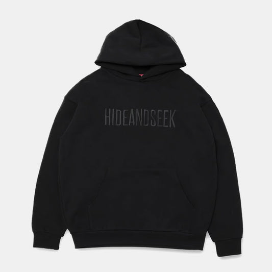 HIDE AND SEEK (ハイドアンドシーク) Embroidery Hooded Sweat Shirt(24aw) 刺繍フード付きスウェットシャツ ブラック