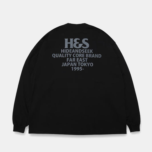 HIDE AND SEEK /H&S Logo L/S Tee(24aw) BigSilhouette ハイドアンドシーク H&S ロゴロンT (ビックシルエット) ブラック