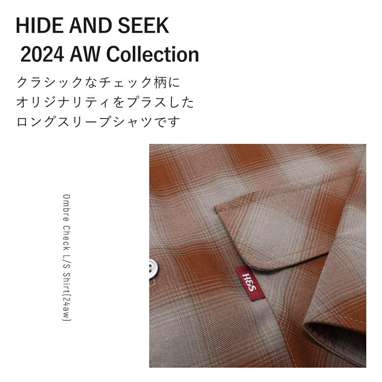 HIDE AND SEEK / Ombre Check L/S Shirt(24aw) ハイドアンドシーク オンブレ チェックシャツ  オレンジ