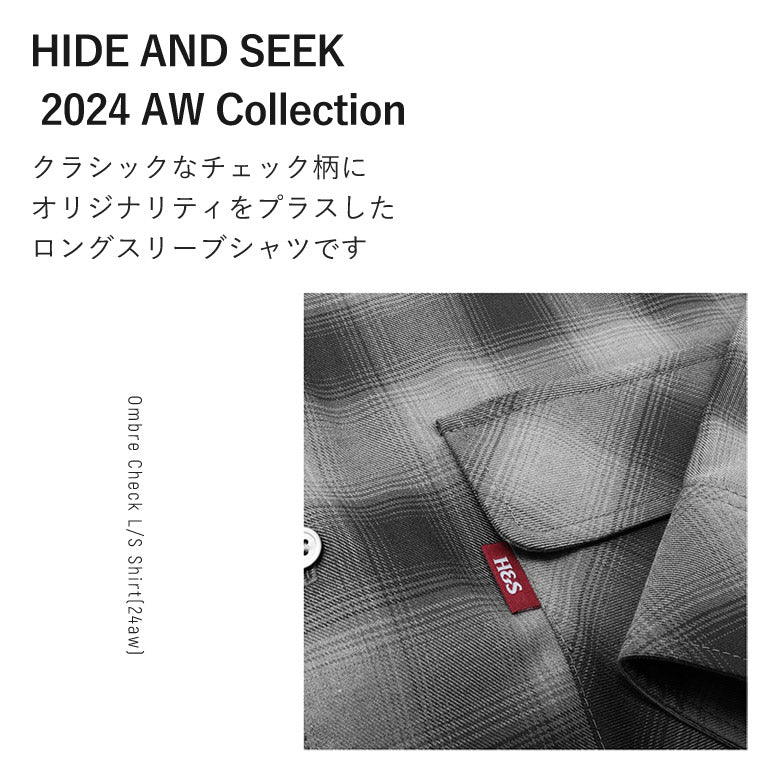 HIDE AND SEEK / Ombre Check L/S Shirt(24aw) ハイドアンドシーク オンブレ チェックシャツ  グレー