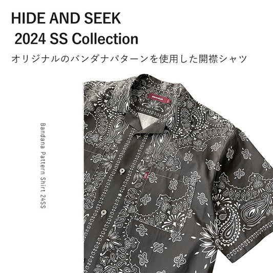 HIDE AND SEEK ハイドアンドシーク / Bandana Pattern S/S Shirt(24ss) バンダナパターンシャツ / ブラック