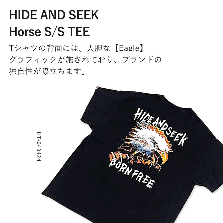 HIDE AND SEEK ハイドアンドシーク / Eagle S/S Tee イーグル Tシャツ (24ss) バック / ブラック