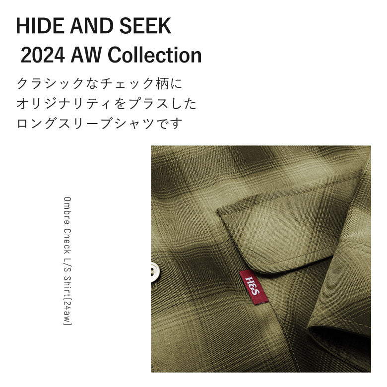 HIDE AND SEEK / Ombre Check L/S Shirt(24aw) ハイドアンドシーク オンブレ チェックシャツ  オレンジ グリーン