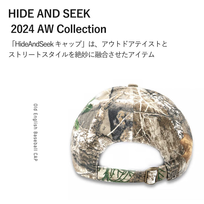 HIDE AND SEEK / Old English Baseball CAP(24aw) ハイドアンドシーク オールドイングリッシュベースボールキャップ リアルツリーカモ