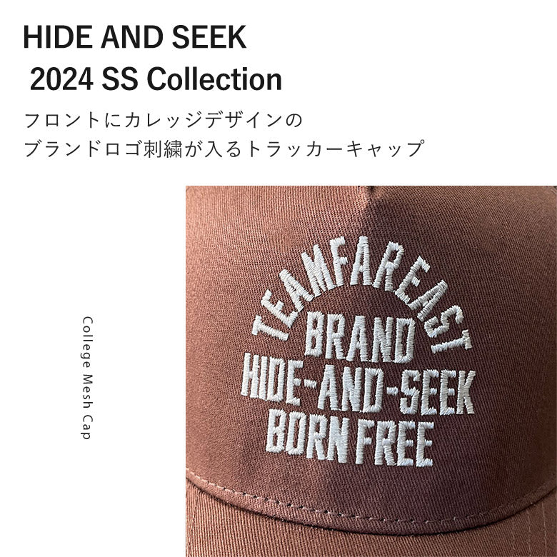 HIDE AND SEEK ハイドアンドシーク / College Mesh CAP(24ss) カレッジ メッシュキャップ / ブラック