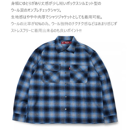 HIDE AND SEEK (ハイドアンドシーク) Wool Ombre Check L/S Shirt(24aw) ウールオンブレチェックシャツ