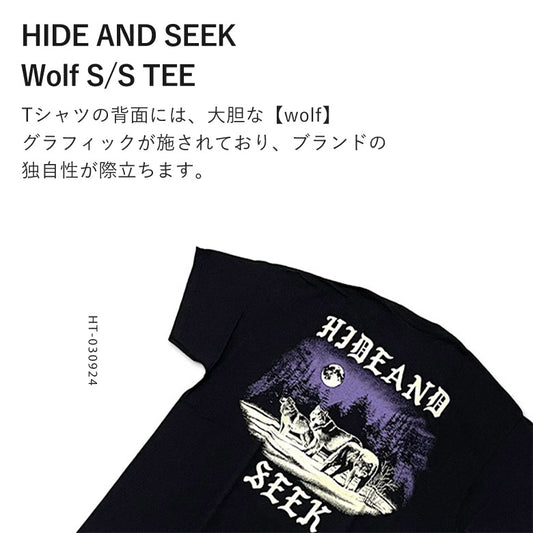 HIDE AND SEEK (ハイドアンドシーク)  WOLF Tシャツ (24ss) / ブラック バック