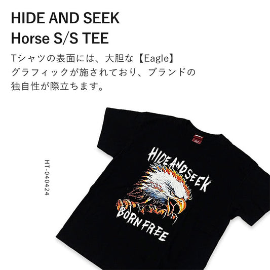 HIDE AND SEEK ハイドアンドシーク / Eagle S/S Tee イーグル Tシャツ (24ss) フロント / ブラック