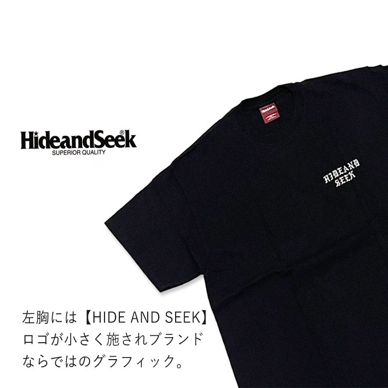HIDE AND SEEK (ハイドアンドシーク)  WOLF Tシャツ (24ss) / ブラック バック