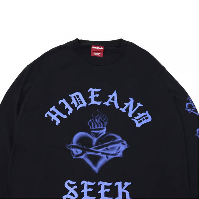 HIDE AND SEEK (ハイドアンドシーク) Heart L/S Tee(Front) ハートロンT ブラック