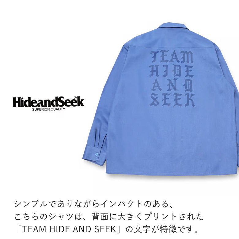 HIDE AND SEEK /Work L/S Shirt(24aw) ハイドアンドシーク ワークシャツ サックス