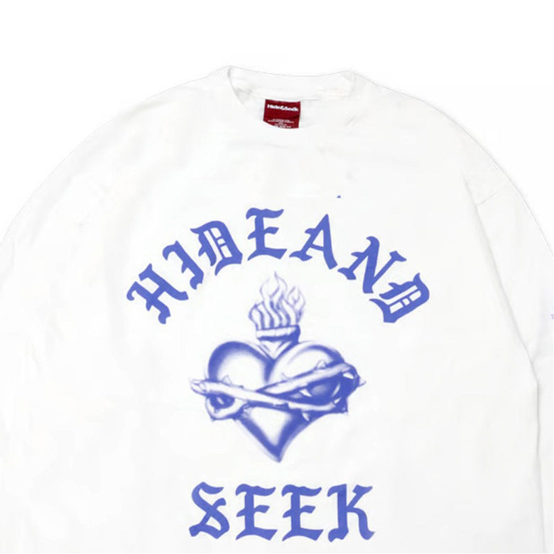 HIDE AND SEEK (ハイドアンドシーク) Heart L/S Tee(Front) ハートロンT ホワイト