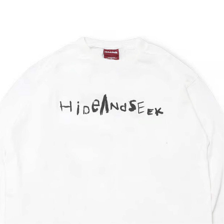 HIDE AND SEEK (ハイドアンドシーク) Handwritten L/S Tee ロンT ホワイト