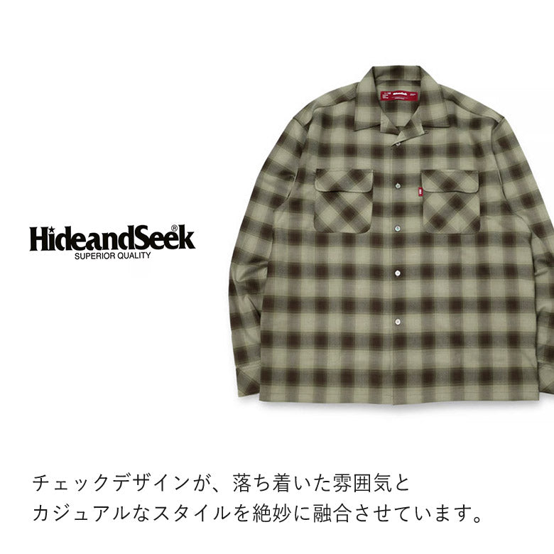 HIDE AND SEEK / Ombre Check L/S Shirt(24aw) ハイドアンドシーク オンブレ チェックシャツ  オレンジ グリーン