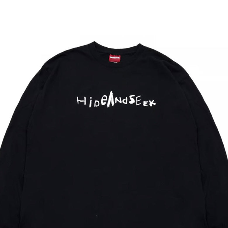 HIDE AND SEEK (ハイドアンドシーク) Handwritten L/S Tee ロンT ブラック