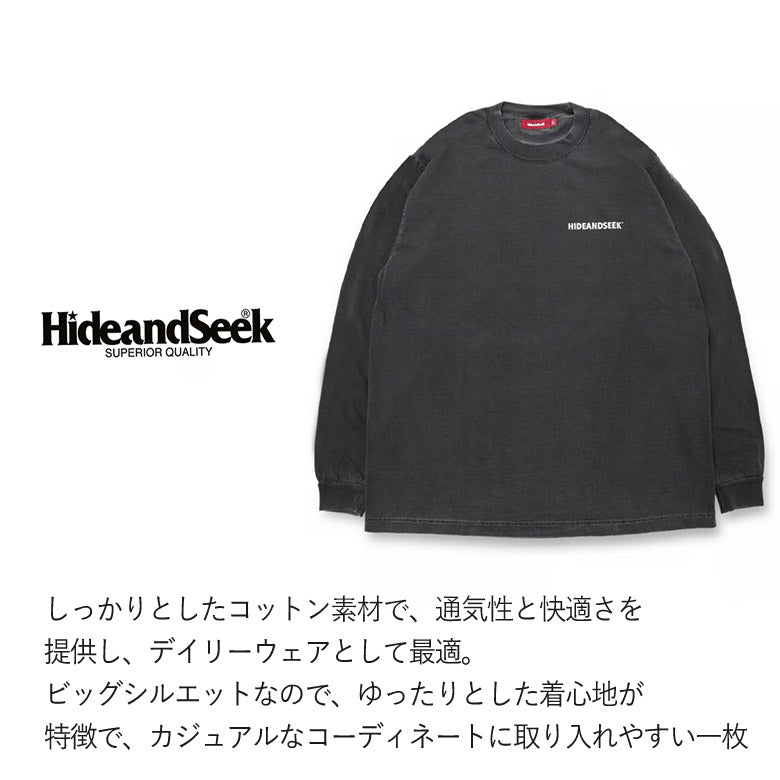 HIDE AND SEEK /H&S Logo L/S Tee(24aw) BigSilhouette ハイドアンドシーク H&S ロゴロンT (ビックシルエット) D-ブラック