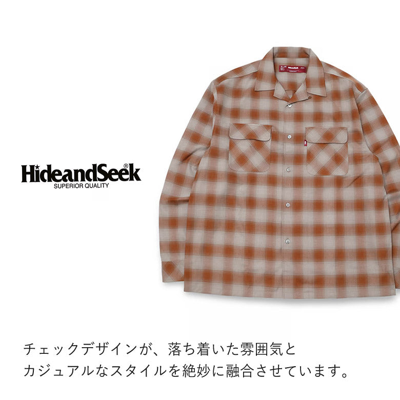 HIDE AND SEEK / Ombre Check L/S Shirt(24aw) ハイドアンドシーク オンブレ チェックシャツ  オレンジ