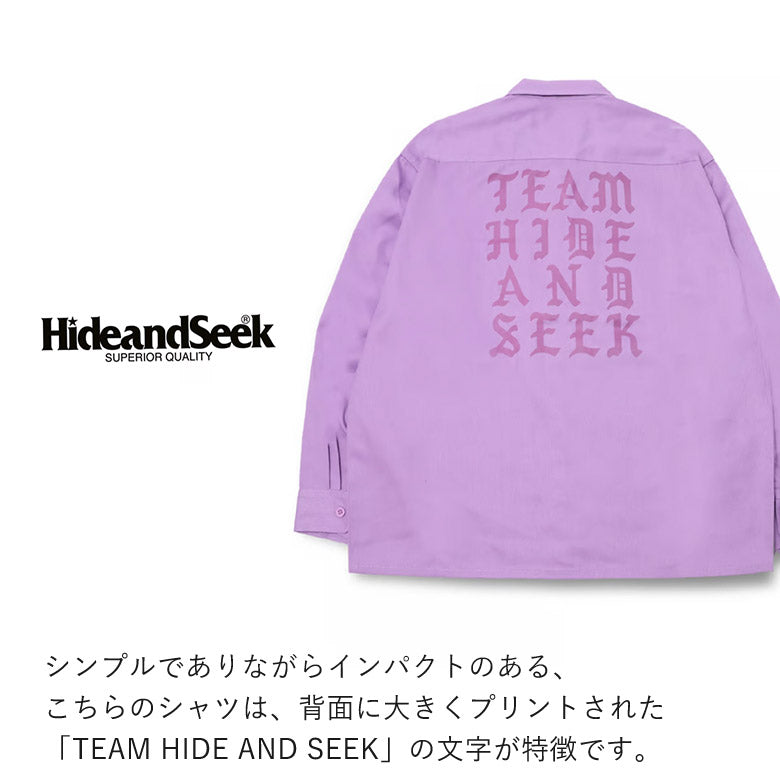 HIDE AND SEEK /Work L/S Shirt(24aw) ハイドアンドシーク ワークシャツ パープル