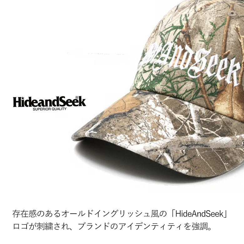 HIDE AND SEEK / Old English Baseball CAP(24aw) ハイドアンドシーク オールドイングリッシュベースボールキャップ リアルツリーカモ