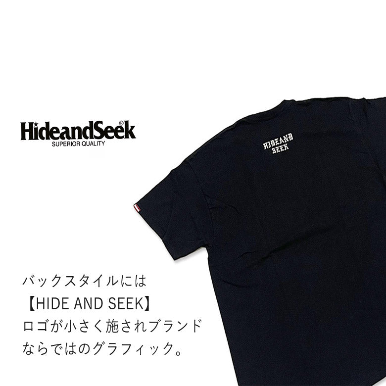 HIDE AND SEEK (ハイドアンドシーク) WOLF Tシャツ (24ss) / ブラック フロント
