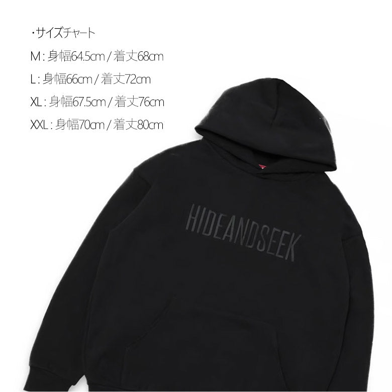 HIDE AND SEEK (ハイドアンドシーク) Embroidery Hooded Sweat Shirt(24aw) 刺繍フード付きスウェットシャツ ブラック